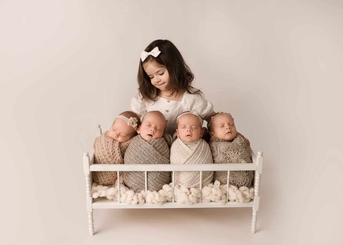 Twin Newborn Photography: Capturing Double the Love in Every Frame 2 Featured Session: Quadruplets.Sibling Photography