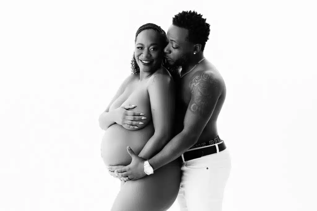 Couples Boudoir Photography in Austin | partner maternity photo outfits