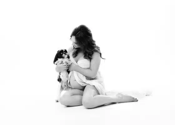 what to expect at a maternity boudoir session | Heartfelt Maternity Photos | Maternity Photos With Dogs